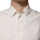 Off White Silk Men GOLD Dress Formal Shirt