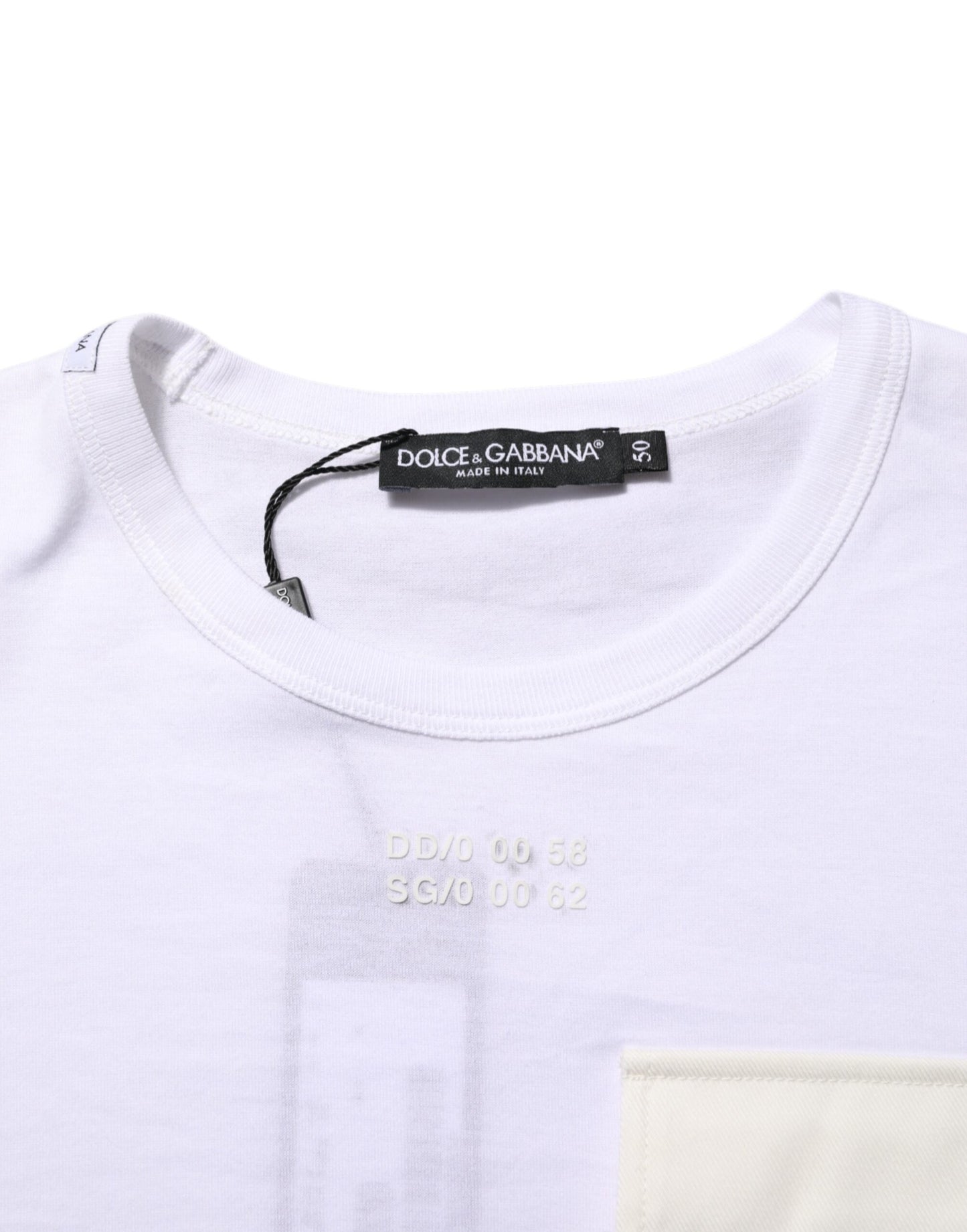 White Cotton Pocket Short Sleeves T-shirt