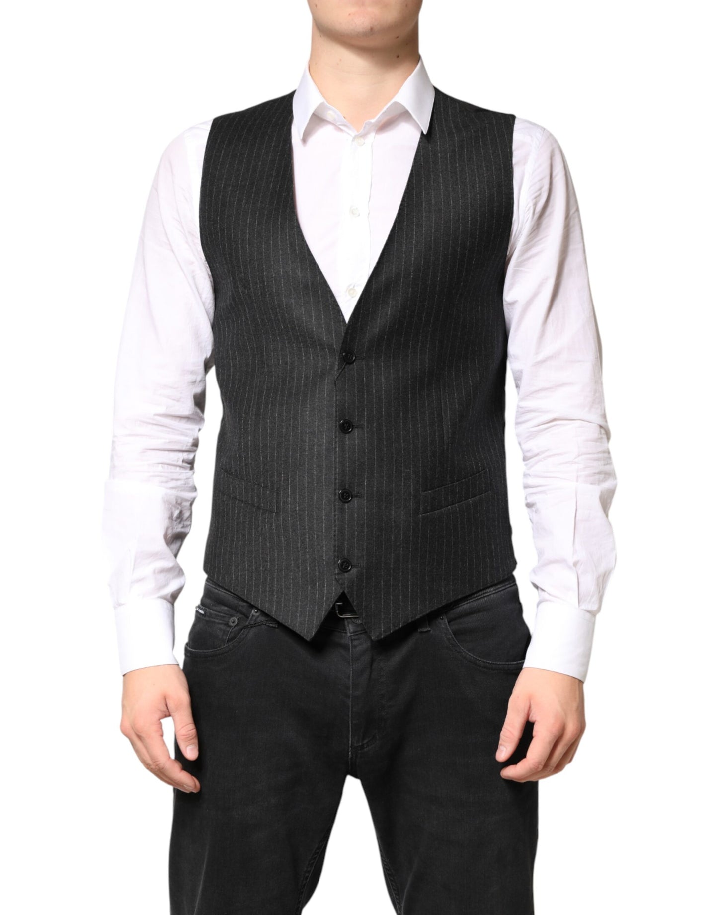 Black Stripes Wool Dress Men Waistcoat Vest