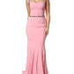 Pink Crystal Sheath Mermaid Long Gown Dress
