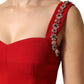 Red Embellished Sheath Mermaid Gown Dress