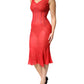 Red Silk Sleeveless Sheath V-neck Midi Dress