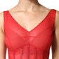 Red Silk Sleeveless Sheath V-neck Midi Dress