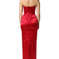 Red Silk Strapless Sheath Long Gown Dress