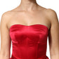 Red Silk Strapless Sheath Long Gown Dress
