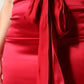 Red Silk Strapless Sheath Long Gown Dress