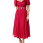 Pink Silk Embellished A-line Midi Dress