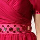 Pink Silk Embellished A-line Midi Dress