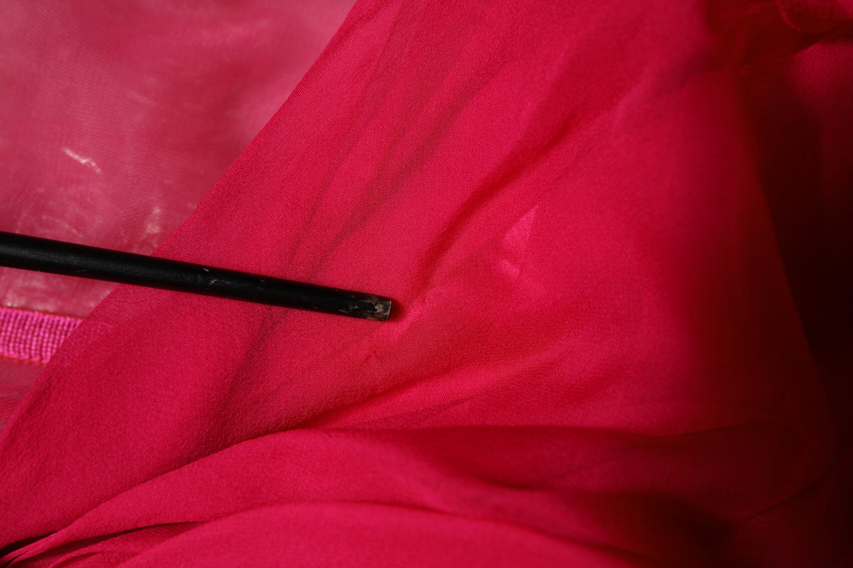 Pink Silk Embellished A-line Midi Dress