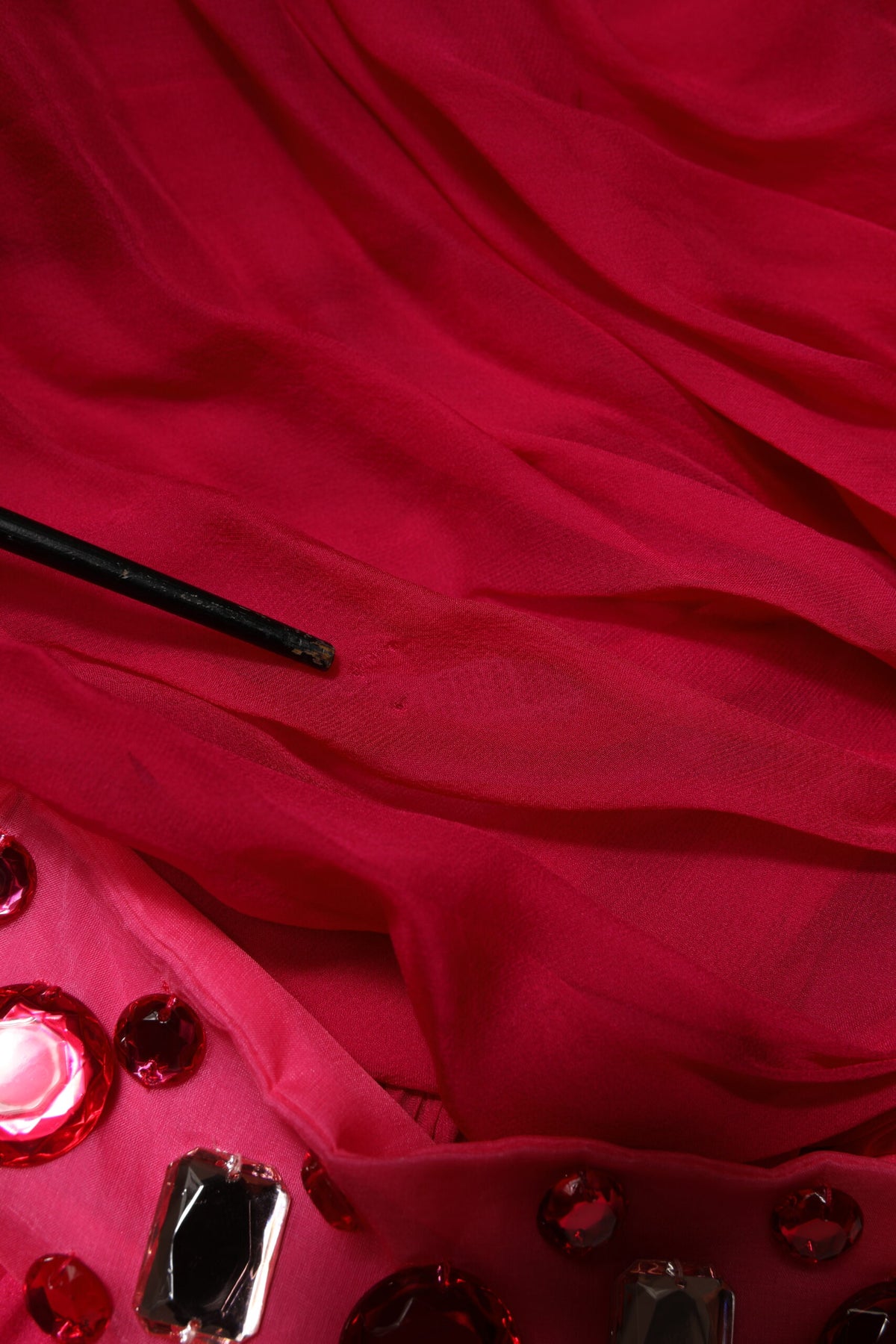 Pink Silk Embellished A-line Midi Dress