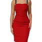 Red Stretch Bodycon Sheath Knee Length Dress