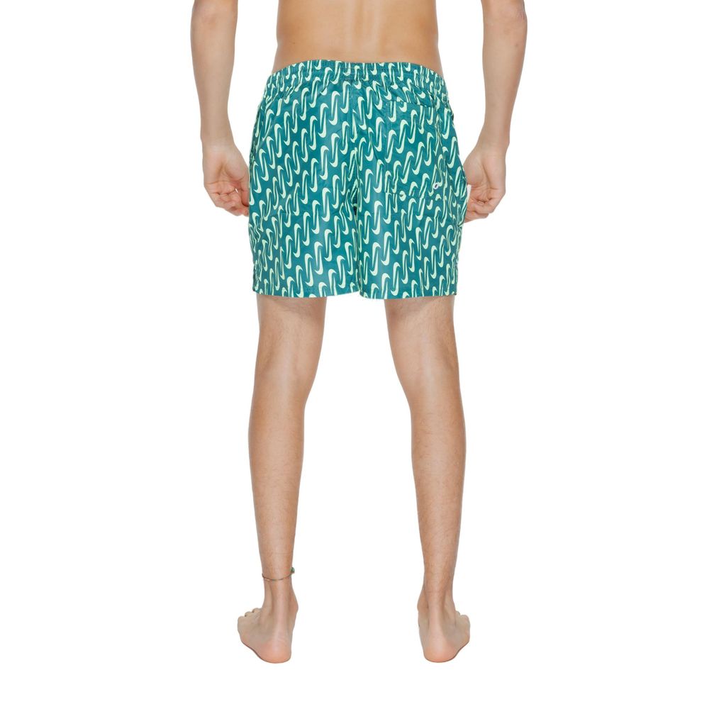 Green Polyester Swim Shorts