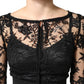 Black Lace Trim Cotton Sheath Midi Dress