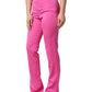 Pink Viscose High Waist Straight Casual Trouser Pants