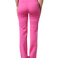 Pink Viscose High Waist Straight Casual Trouser Pants