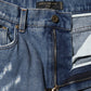 Blue Distressed Cotton AMBER Denim Jeans