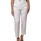 White Wool High Waist Tapered Trouser Pants