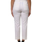 White Wool High Waist Tapered Trouser Pants