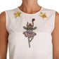 White Embellished Crystal Sequin Fairy  Top