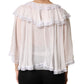 White Ruffles Lace Long Sleeve Blouse Top