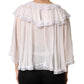 White Ruffles Lace Long Sleeve Blouse Top