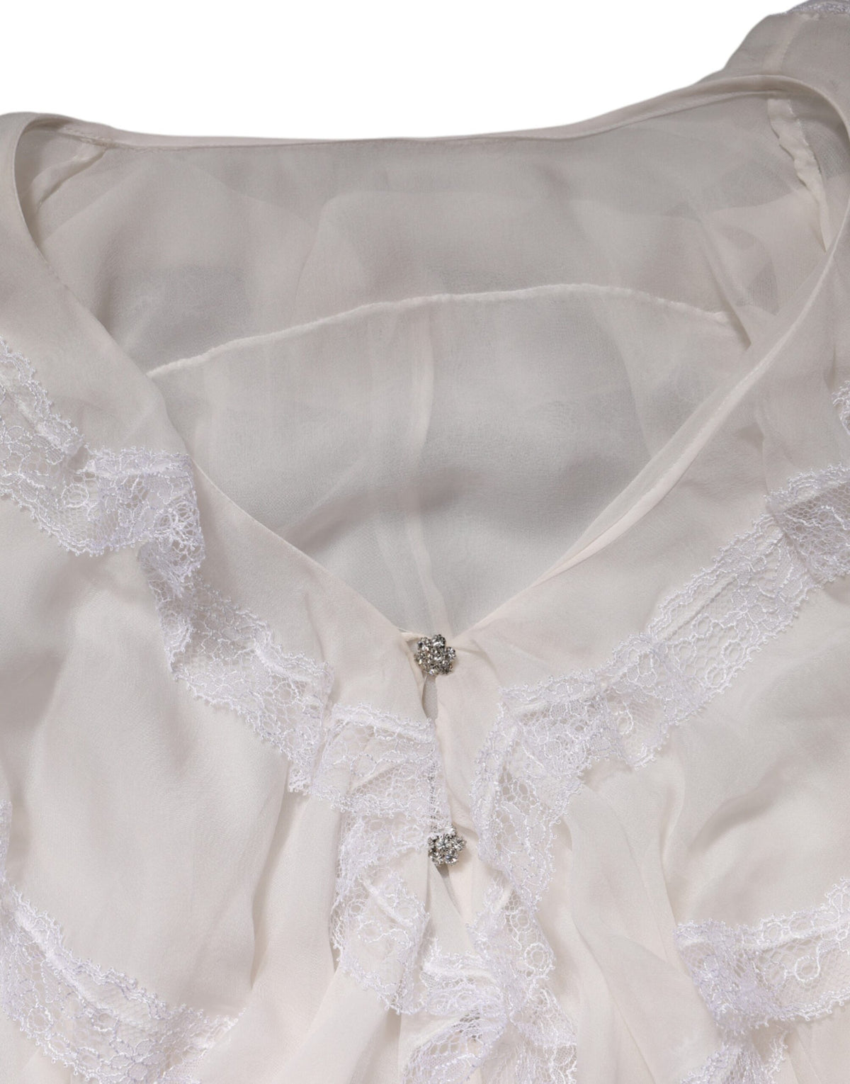 White Ruffles Lace Long Sleeve Blouse Top