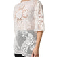 White Embroidery Lace Cotton Blouse Top