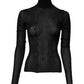 Black Viscose Turtle Neck Pullover Top