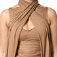 Brown Virgin Wool Sleeveless Scarf Tank Top