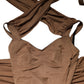 Brown Virgin Wool Sleeveless Scarf Tank Top