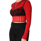 Red Black Nylon Bralette-Style Cropped Top