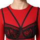 Red Black Nylon Bralette-Style Cropped Top
