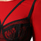 Red Black Nylon Bralette-Style Cropped Top
