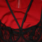Red Black Nylon Bralette-Style Cropped Top