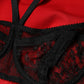 Red Black Nylon Bralette-Style Cropped Top