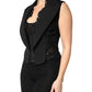 Black Lace V-neck Slit Hem Gathered Waist Vest Jacket