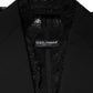 Black Lace V-neck Slit Hem Gathered Waist Vest Jacket