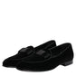 Black Velvet Slip On Loafers Formal Men Shoes