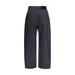 Blue Cotton Casual Pants