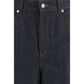Blue Cotton Casual Pants