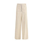 Beige Cotton Casual Pants