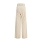 Beige Cotton Casual Pants