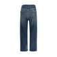 Blue Cotton Straight-Leg Jeans