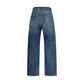 Blue Cotton Straight-Leg Jeans