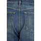 Blue Cotton Straight-Leg Jeans