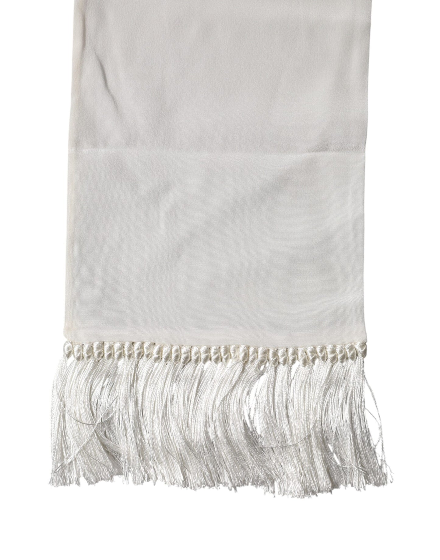 White Silk Fringes Neck Wrap Foulard Scarf