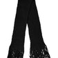 Black Wool Fringes Neck Wrap Foulard Scarf