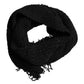 Black Wool Fringes Neck Wrap Foulard Scarf