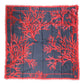 Blue Red Coral Print Square Foulard Men Scarf