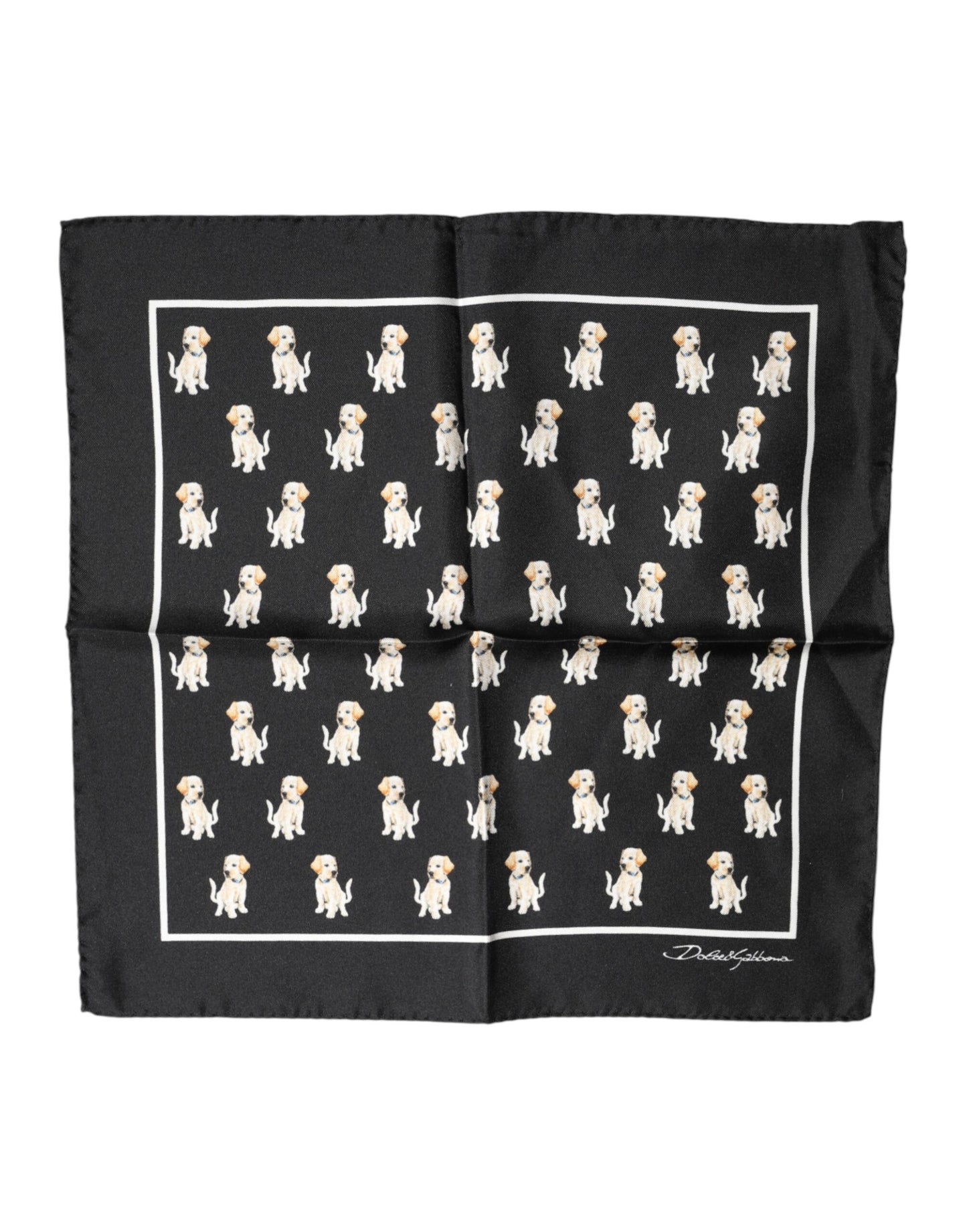 Black Dog Print Square Handkerchief Scarf